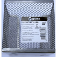 Куб для паперу Optima O36313-10 100х100х100мм,метал.срібна(6)