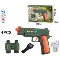 Набір військ. на бат-ці,зброя, бінокль,годинник,в кор-ці,21х4х13,5см №CH555A-3(96)(192) КІ