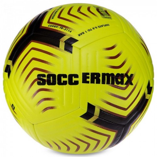 М'яч футбольний Hybrid Soccermax FIFA розмір 5, жовто-чорно-зелений FB-3114