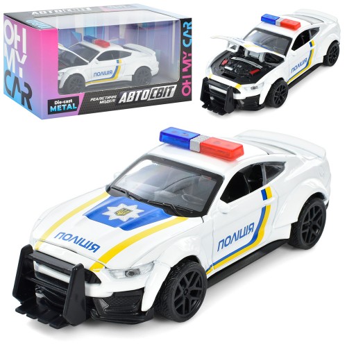 Машина інер-на,метал. Автосвіт Поліція, відчин. капот,в кор-ці,15,5хз8х7см AS-2958(60)