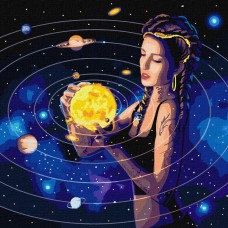 Картини по номерах акрил. Підкорюючи всесвіт з металевою фарбою 50х50см КНО9539/Ідейка/