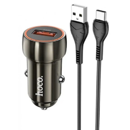 Зарядний пристрій авто. Hoco Z46 швидка зарядка 1USB 3A 18w metal grey (13)