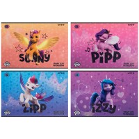 Зошит для малюв. на скобі 12/100 А4 "Little Pony" УФ лак+глітер №LP23-241/Kite/(20)(160)