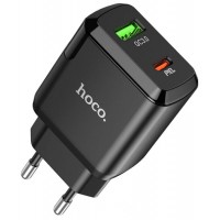 Зарядний пристрій Hoco N5 швидка зарядка 1USB 1Type-C+Type-C 3A 20w black(12)