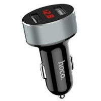 Зарядний пристрій авто Hoco №Z26 2USB 2.1A дисплей black(20)