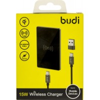 Зарядний пристрій індукційний Budi M8J3300-BLK USB+Type-C 15W