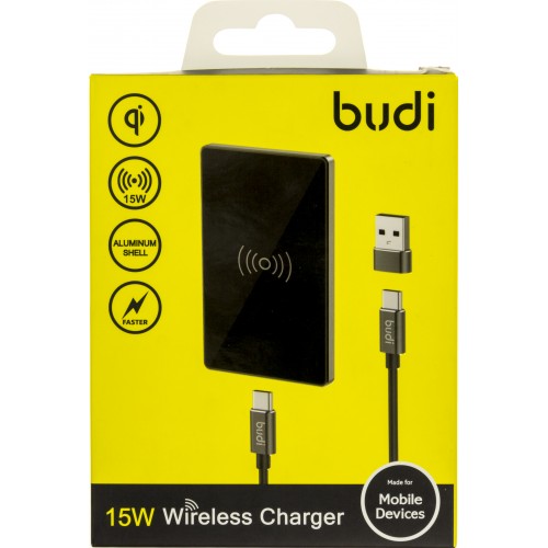 Зарядний пристрій індукційний Budi M8J3300-BLK USB+Type-C 15W