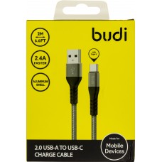 Кабель USB > Type-C Budi 2.4A 2м grey DC197T20H/Breidon/