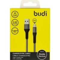 Кабель USB > lightning Budi 2.4A 2м grey DC197L20H/Breidon/