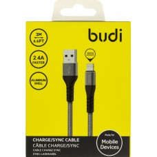 Кабель USB > lightning Budi 2.4A 2м grey DC197L20H/Breidon/