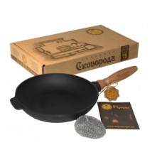 Сковорідка чавунна лита з дерев. ручкою 24х4см з кришкою Т302С3Ук/S&T/