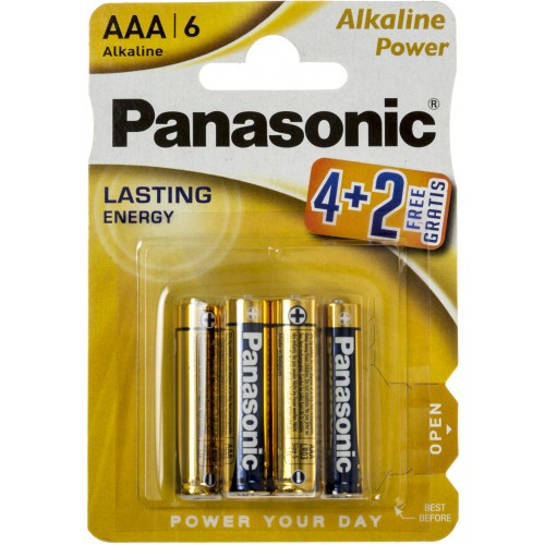 Батарейки Panasonic Alkaline Power LR-03/блістер 4+2шт (12)(60)