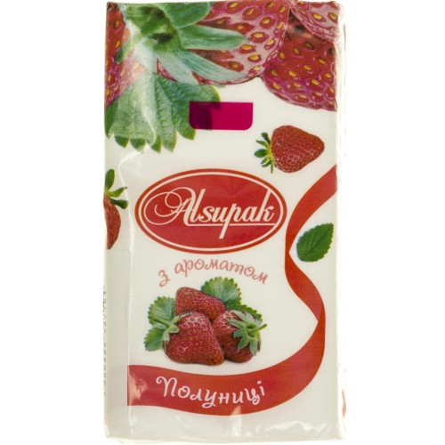 Платочки паперові Alsupak Полуниця(10)(160)