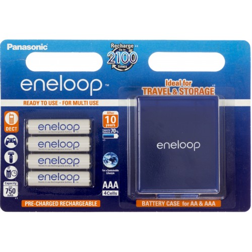 Акумулятори Panasonic Eneloop Ni-Mh (R-03,750mAh)/блістер 4шт +кейс (BK-4MCCEC4BE)