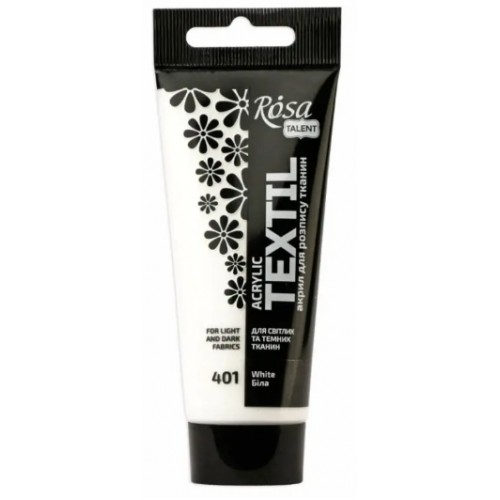Фарба акрилова Rosa Talent 60мл для тканини,біла 263460401