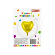 Кулька повітр. фігура фольгована Серце золото, 38х40см MX002G-18in/Maxi/(10)