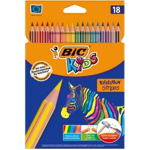 Олівці кольор. 18 кольор. Bic 950524/9126 Кідс Еволюшн Страйпс(24)