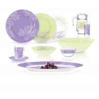 Сервіз столовий скло 46предм. "Luminarc.Amb Fleur Blush Purple&Green" №V0185/8168