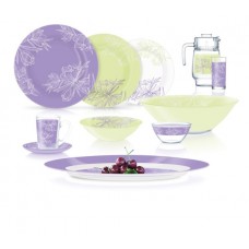 Сервіз столовий скло 46предм. "Luminarc.Amb Fleur Blush Purple&Green" №V0185/8168