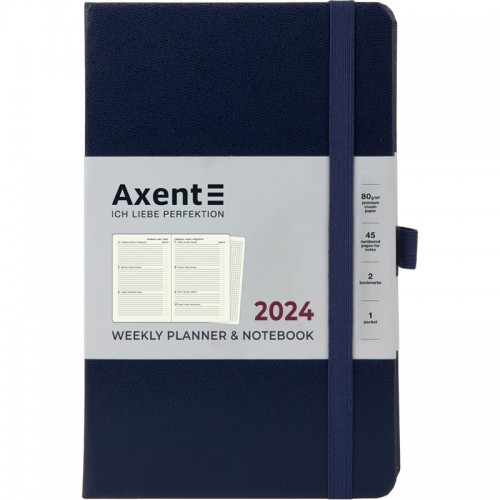 Щотижн. B6 Axent дат. 2026 Partner Strong синій 8505-24-02(12)
