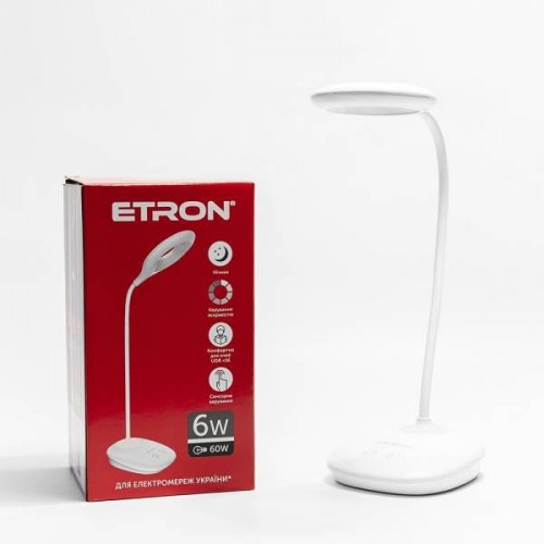 Лампа наст. LED ETRON Desk Lamp step 6W Circle 1-EDL-427працює від pawer bank+акум.+нічн.