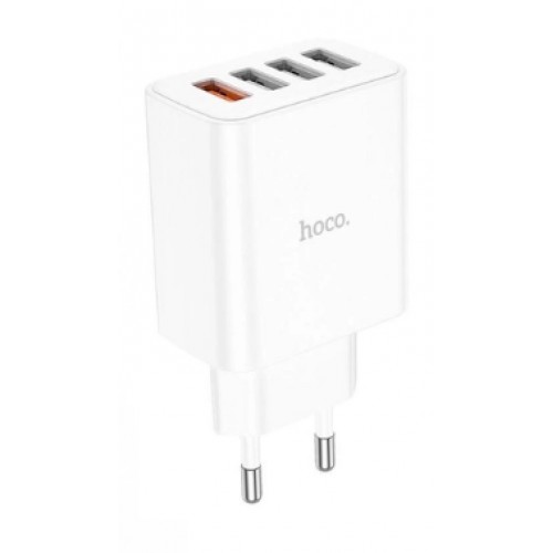 Зарядний пристрій Hoco C102A швидка зарядка 3USB 18W 2.1A+1USB Lightning 3.0A 28,5W white