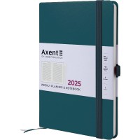 Щотижн. A5 "Axent" дат2025 Prime Strong малахітовий №8507-25-31