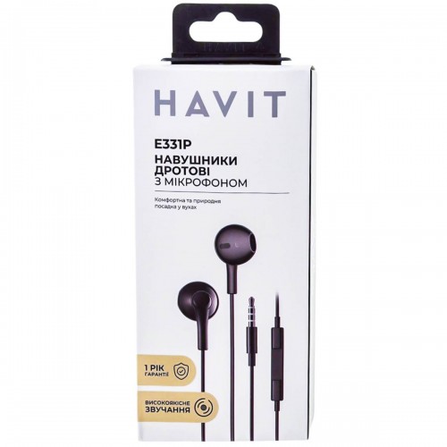 Навушники Havit HV-E331P black+мікрофон