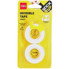 Стрічка клейка канц. "Deli" 18ммх18м з невидимим міні диспенсером 2шт №EA30611(16)