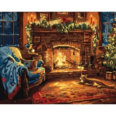 Картини по номерах акрил. Святковий камін 40х50см KHO6663/Ідейка/