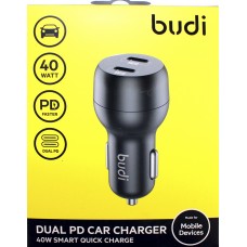 Зарядний пристрій авто Budi CC108RB 40W швидка зарядка 2 Type C/Breidon/