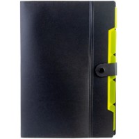 Папка-конверт Optima O35540 A4 на кнопці,6від.,з розширенням,чорна з лимонним