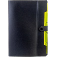 Папка-конверт Optima O35540 A4 на кнопці,6від.,з розширенням,чорна з лимонним