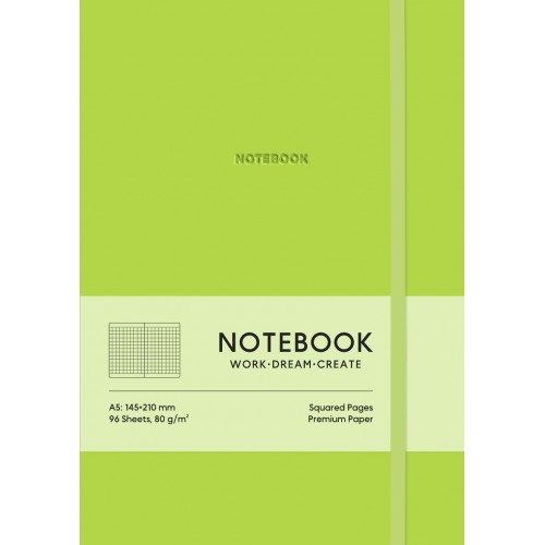 Блокнот A5 96арк. кліт. еко шкіра обкл.,зелений A5-7120K/Школярик/(12)