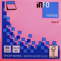 Блок/зам. липк. краєм  75х75мм 80арк.neon pink Info Notes(12)