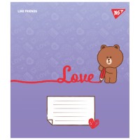 Зошит 12арк. кліт. YES Line Friends. Love letter 766920(25)(500)