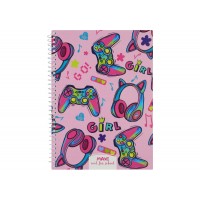 Блокнот пруж. А5 60арк. кліт. пласт. обкл. "Girl" №MX21213-01(6)(8)(76)