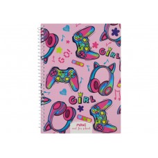 Блокнот пруж. А5 60арк. кліт. пласт. обкл. "Girl" №MX21213-01(6)(8)(76)