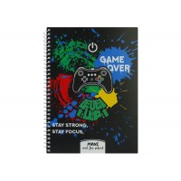 Блокнот пруж. А5 60арк. кліт. пласт. обкл. "Level Up" №MX21213-03(10)