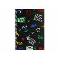 Блокнот пруж. А5 60арк. кліт. пласт. обкл. "Game over" №MX21213-02(6)(8)(76)