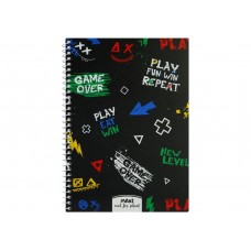 Блокнот пруж. А5 60арк. кліт. пласт. обкл. "Game over" №MX21213-02(6)(8)(76)