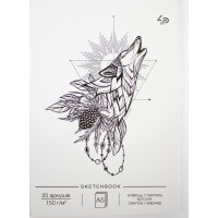 Скетчбук 20арк. А5 б/лін. Tattoo sketchbook one,вовк 98300/Profiplan/(10)