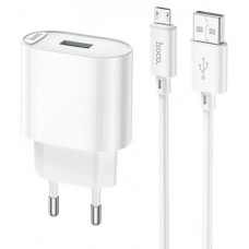Зарядний пристрій Hoco C109A 1USB+microUSB 2.1A white