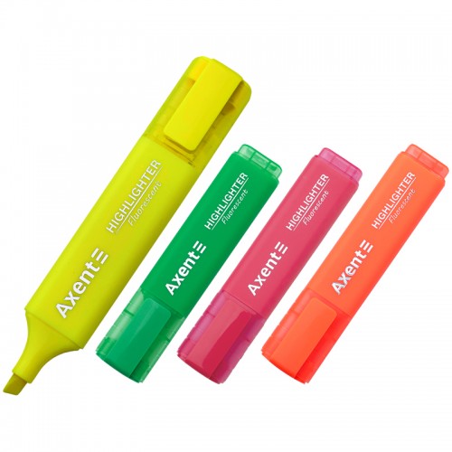 Набір текстмаркерів Axent 2537-40-A клин. Highlighter (4шт) 1-5мм неон(1)(24)