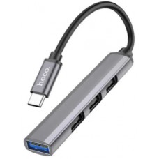 Концентратор (Hub) Hoco HB26 4 порти USB Type C metal grey