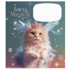 Зошит 12арк. кліт. Школярик Fairy cats глiтер 012-3316K