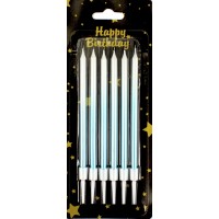 Свічка в торт 6шт+6підсв. №5367 блакитна(24)