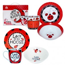 Сервіз дит. склокерам.3предм.(тарілка 19см,чашка 250мл,салатник 380мл) Божа корівка5143