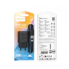 Зарядний пристрій Hoco №C134A 1USB+Type-C 1м 2.4A black