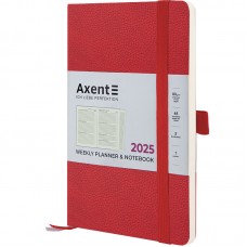 Щотижн. A5 "Axent" дат2025 лін./кліт. Partner Soft Skin червоний №8509-25-06-A(24)